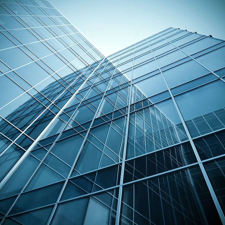 Commercial glass office building exterior